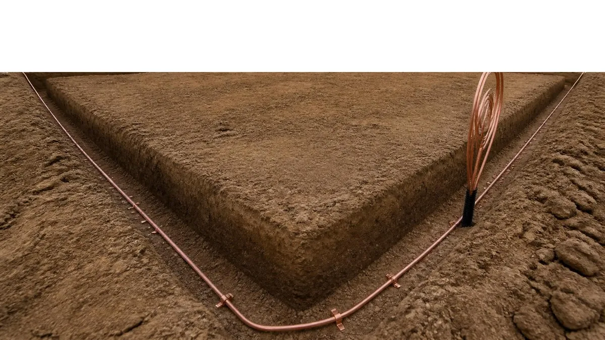 Aardingslus bij nieuwbouw onder de funderingen van de buitenmuren